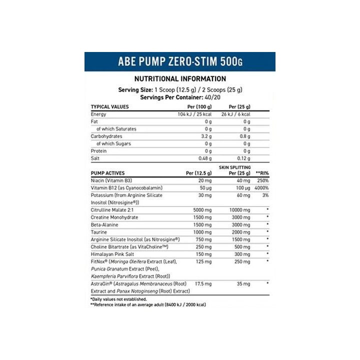 Treniruočių booster Applied Nutrition ABE Pump 500 g, mėlynių skonio
