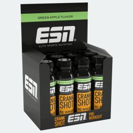Pre-workout shot ESN Crank Shot 12 × 95 ml, žaliųjų obuolių skonio