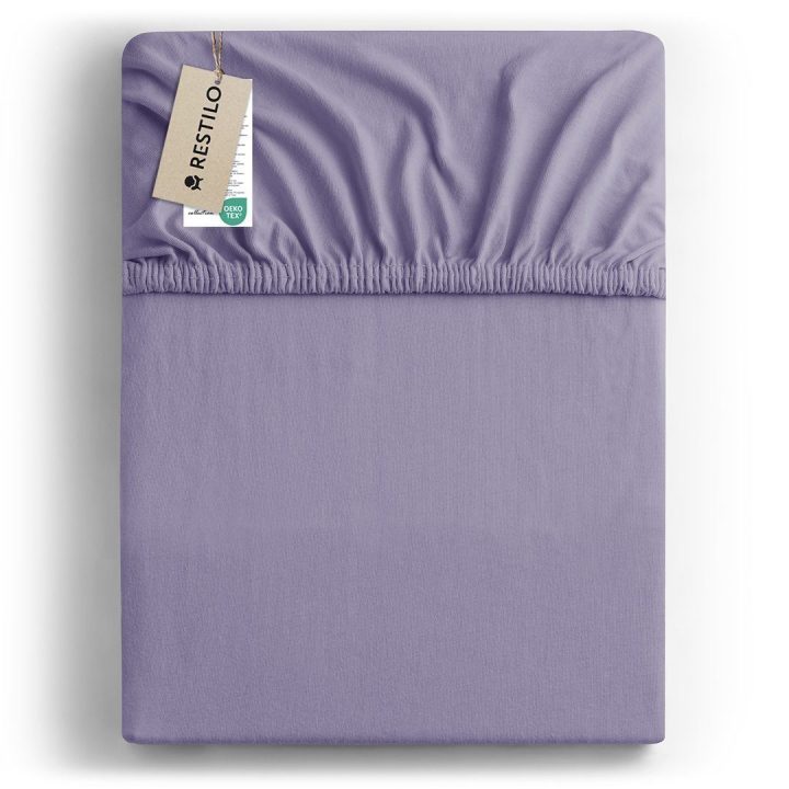 Violetinė paklodė su guma Amber AmeliaHome 180–200 × 200 + 30 cm