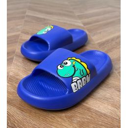 Šlepetės vaikiškos mėlynos su dinozauro piešiniu