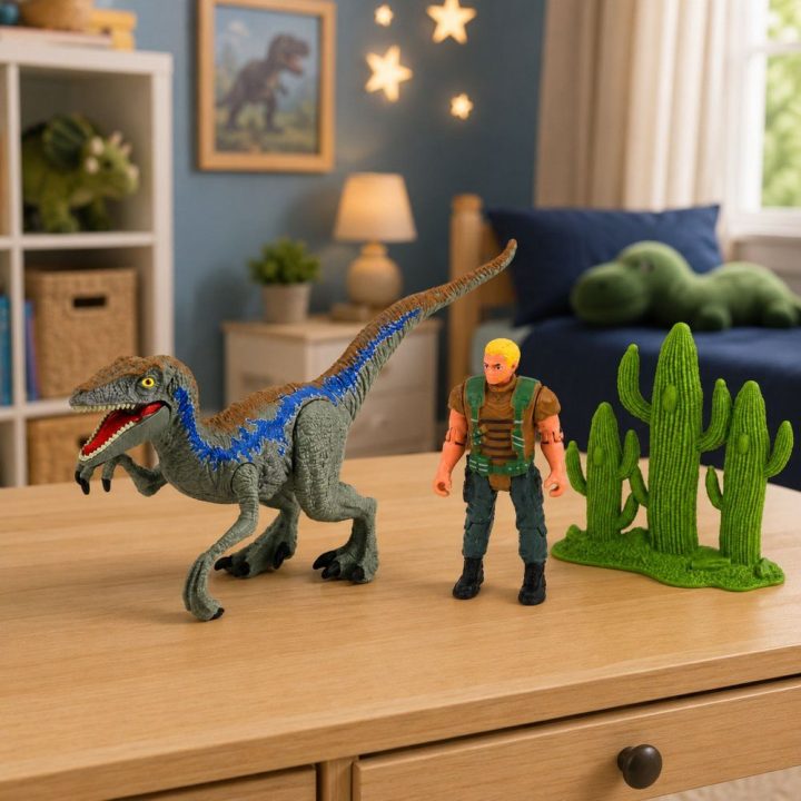 Dinozaurų medžiotojo figūrėlių rinkinys su judančiomis galūnėmis
