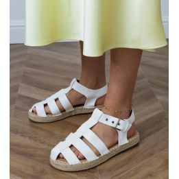 Uždari baltos spalvos moteriški espadrilės tipo sandalai