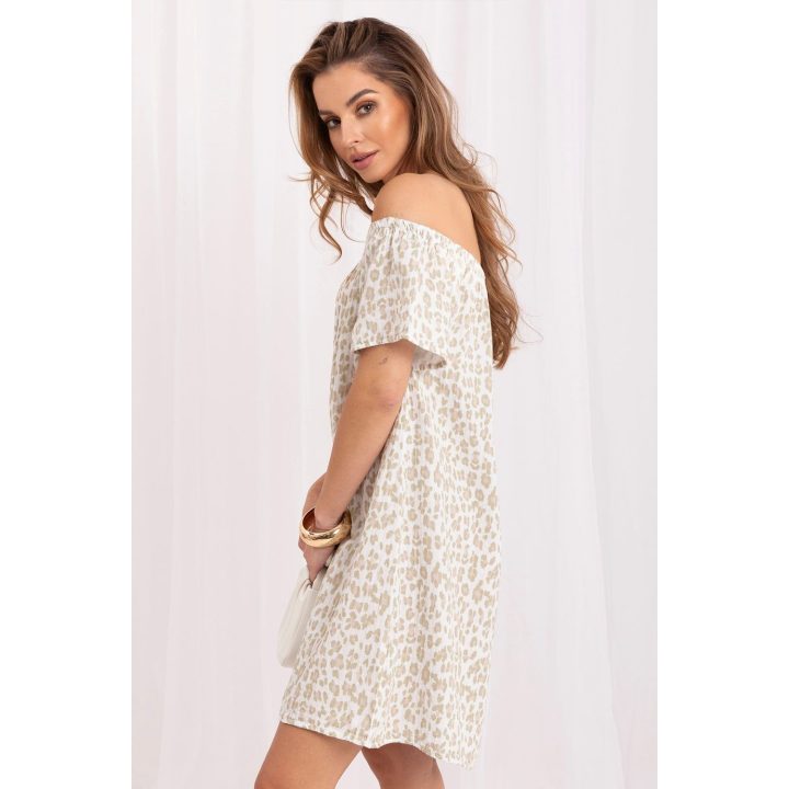 Smėlio spalvos leopardinio rašto suknelė