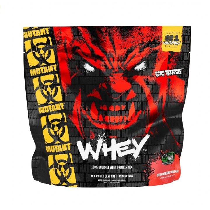 Išrūgų baltymų milteliai Mutant Whey 2,2 kg, braškių ir grietinėlės skonio