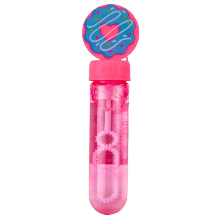 Rožinis „Donut“ muilo burbulų rinkinys su 3 skylučių lazdele, 30 ml