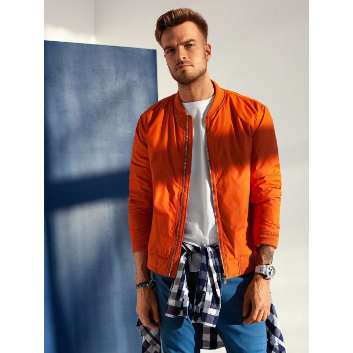 Vyriška plytų raudonumo bomber stiliaus striukė