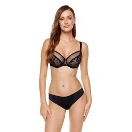 Minkšta liemenėlė su siuvinėjimu Gorteks Linea, juoda