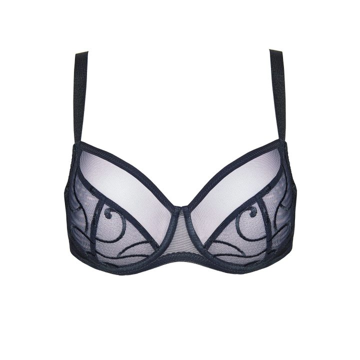 Minkšta liemenėlė su siuvinėjimu Gorteks Linea, juoda