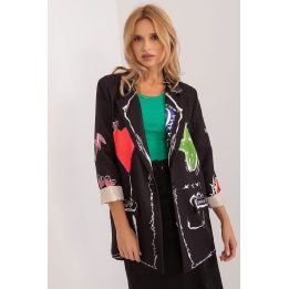 Juodas švarkas su ryškiu raštu Italy Moda