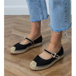Espadrilės moterims juodos su dekoratyvine sagtimi