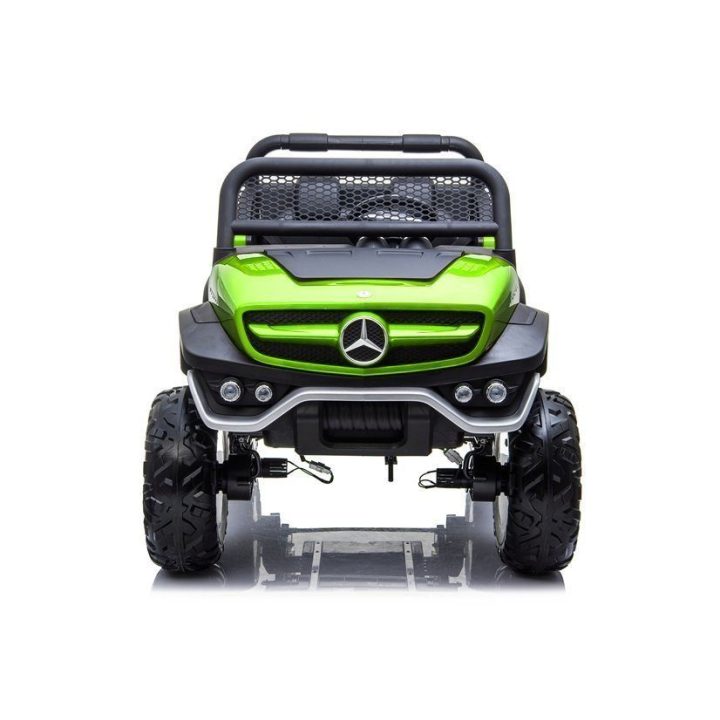 Žalias akumuliatorinis automobilis Mercedes Unimog vaikams