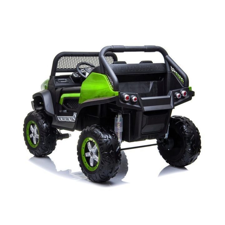 Žalias akumuliatorinis automobilis Mercedes Unimog vaikams