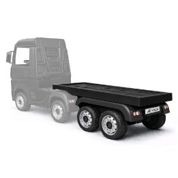 Juodas žaislinis Mercedes Scania Actros puspriekabės platformos vilkikas LEAN Toys