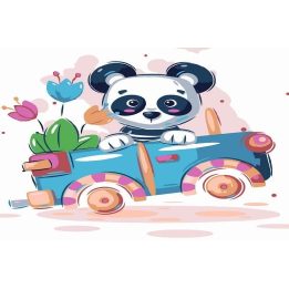 Tapybos pagal skaičius rinkinys „Pandos vairavimo žaislinis automobilis“ 20 × 30 cm