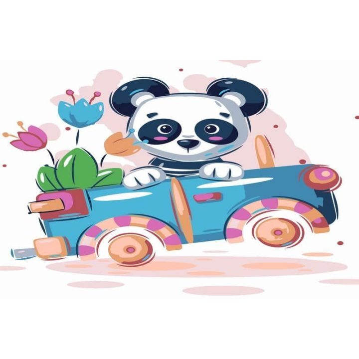 Tapybos pagal skaičius rinkinys „Pandos vairavimo žaislinis automobilis“ 20 × 30 cm