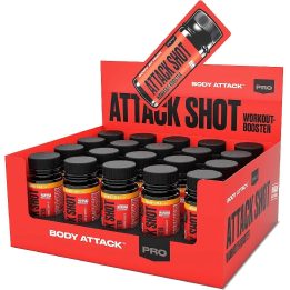 Pre-workout shot Body Attack Attack Shot 20 × 60 ml, greipfrutų skonio