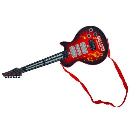 Raudona muzikinė elektrinė gitara vaikams su LED šviesomis