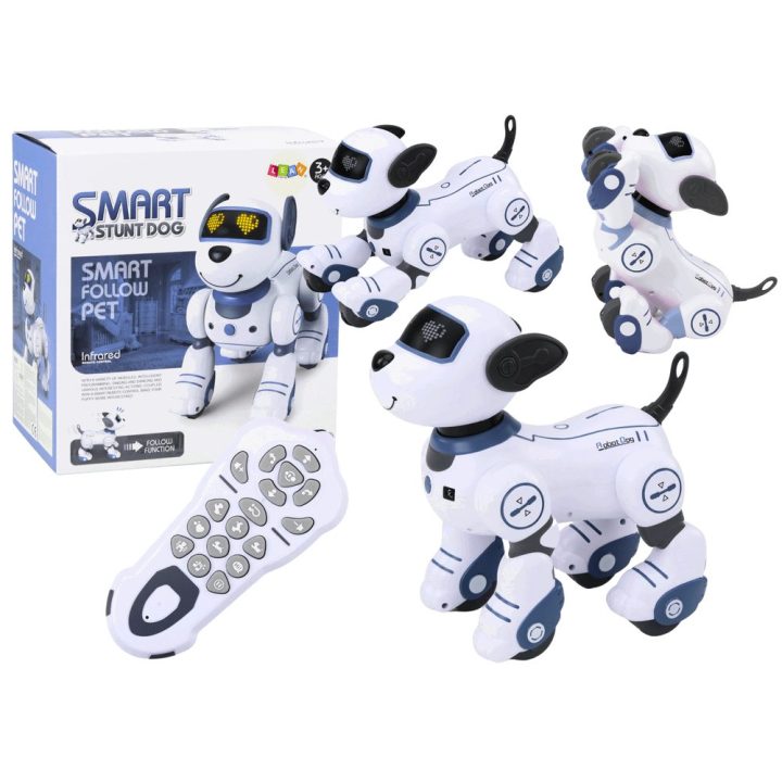 Interaktyvus robotas šuo su pultu, mėlynas
