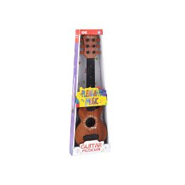 Vaikiška medinė žaislinė gitara su metalinėmis stygomis, ruda