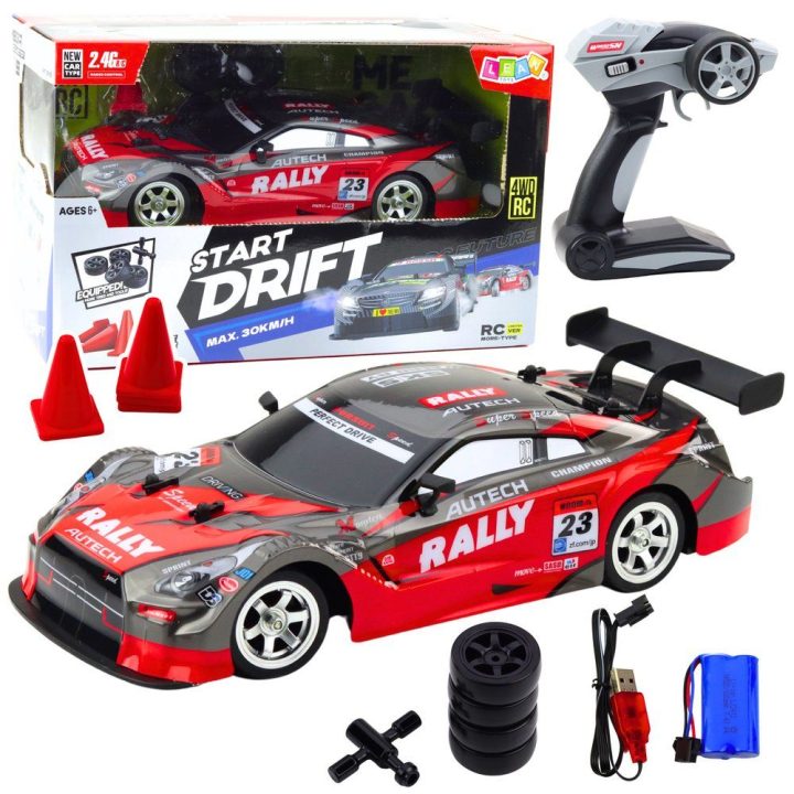 Raudonas RC drift automobilis 1:16, iki 30 km/h