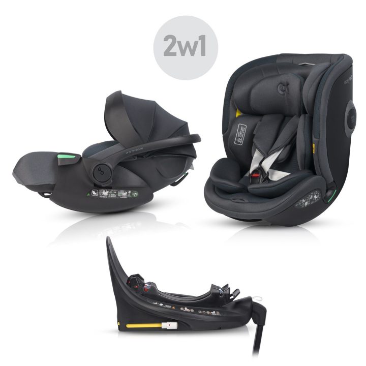 Automobilinė kėdutė 40–150 cm su pasukama baze EasyGo BUZ XTD PRO ir BUZ PRO BODY, granito