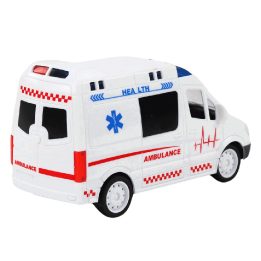 Nuotoliniu būdu valdomas žaislinis greitosios pagalbos automobilis su šviesomis ir garsais, baltas