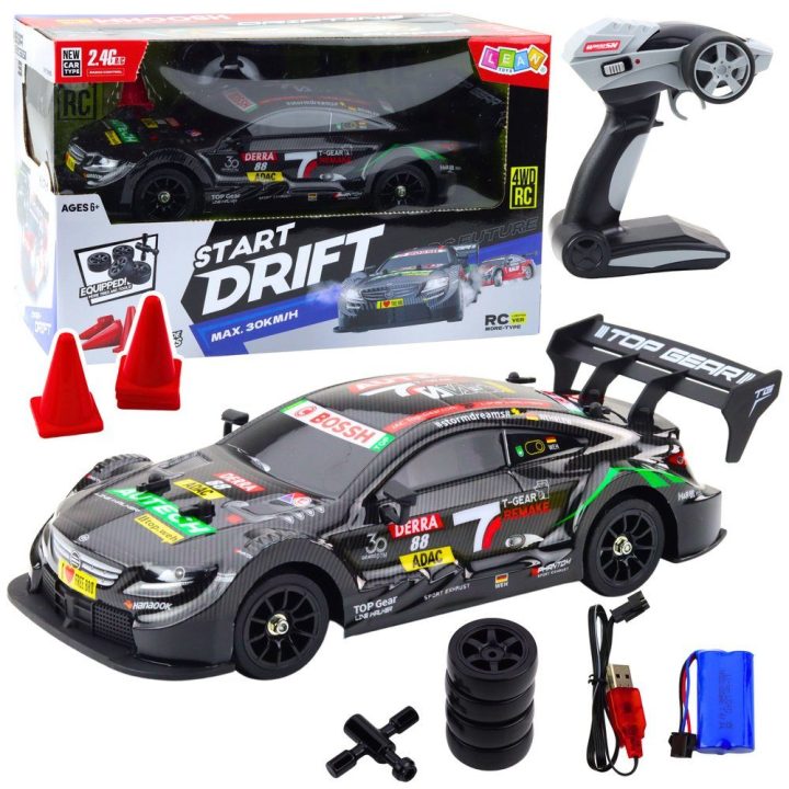 Juodas RC drift automobilis 1:16, 30 km/h