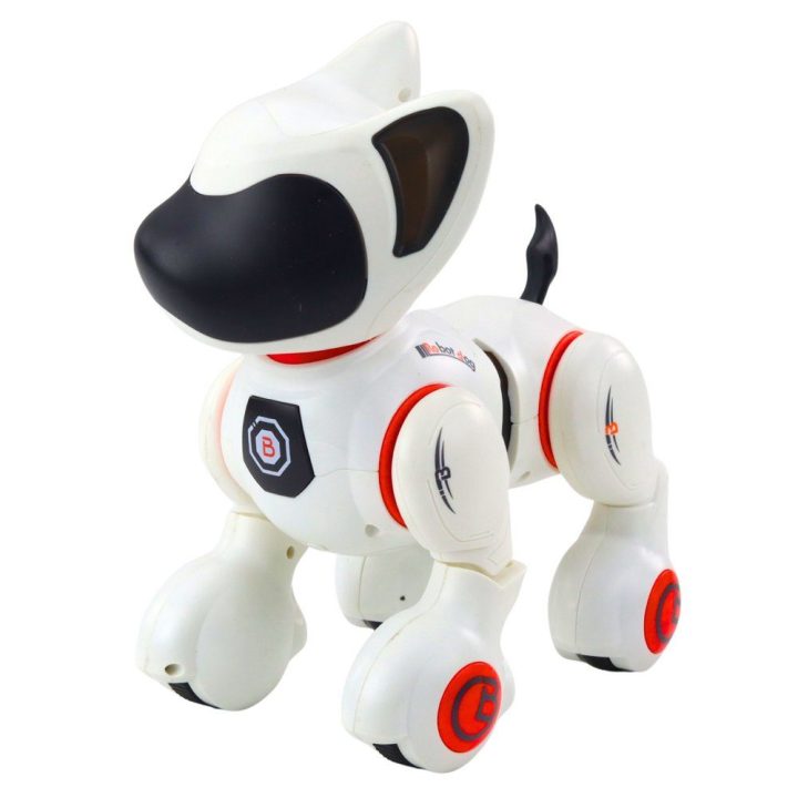 Interaktyvus robotas šuo su nuotolinio valdymo pultu, šviesomis ir garsais