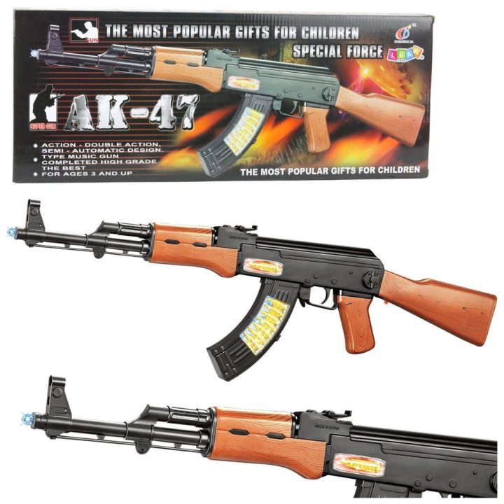 Žaislinis AK-47 šautuvas vaikams su šviesos ir garso efektais, 68,5 cm
