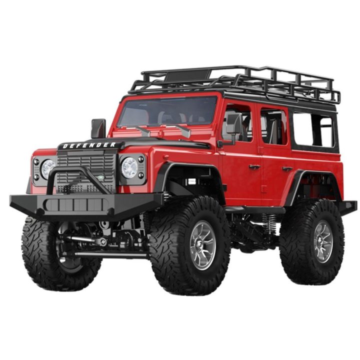 Nuotoliniu būdu valdomas visureigis Land Rover Defender 90, raudonas, 1:14