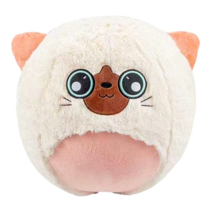 Baltas minkštas šokinėjantis kačiukas su pompa, 50 cm