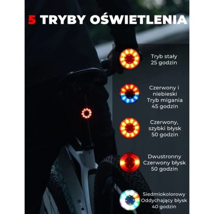 Dviračio galinis žibintas ROCKBROS, įvairiaspalvis
