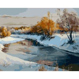 Tapyba pagal skaičius Žiemos upės peizažas, 40 × 50 cm