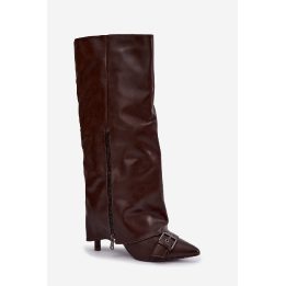 Ilgaauliai batai su kulnu ir sagtimi, rudi