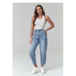 Moteriškos mom fit džinsinės kelnės Makadamia