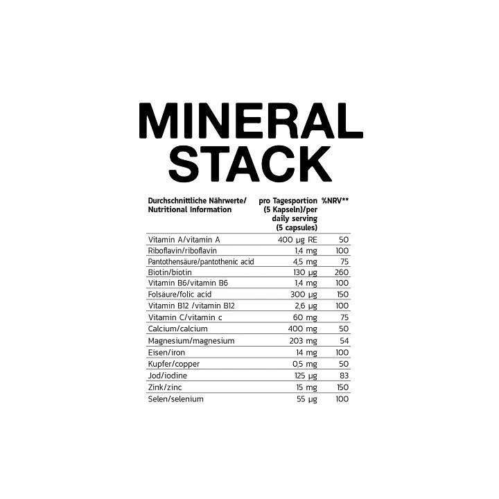 Mineralų ir vitaminų kapsulės INLEAD Mineral Stack 150 kapsulių