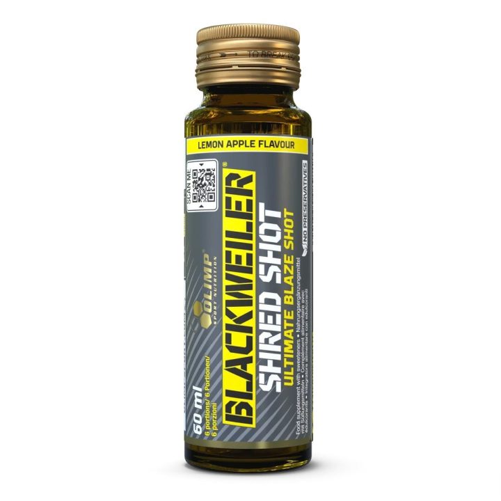 Treniruočių booster Olimp Blackweiler Shred Shot 9 × 60 ml, citrinų ir obuolių skonio