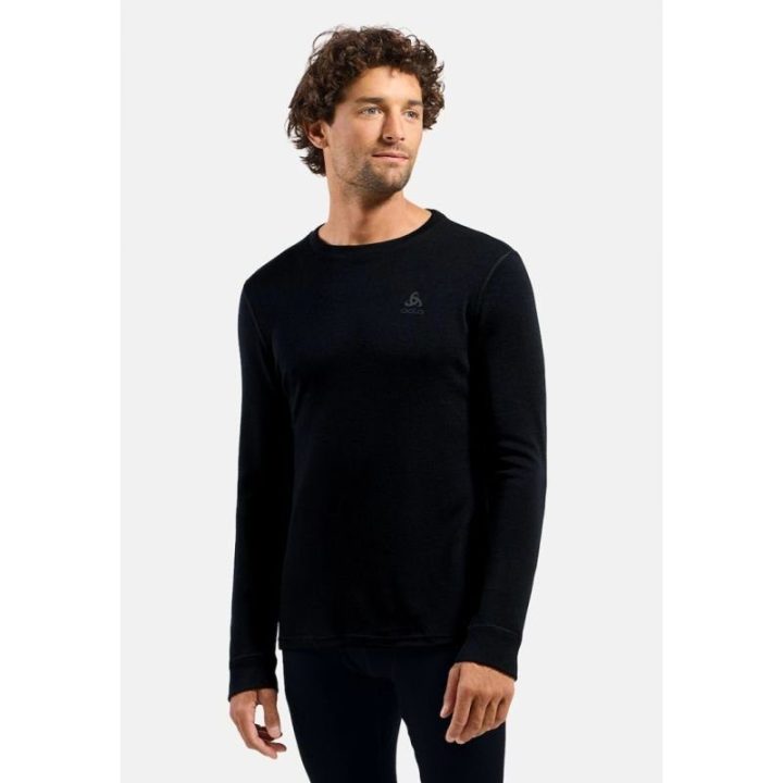 Vyriški termo marškinėliai Odlo BL TOP crew neck l/s Merino 260, juodi, L