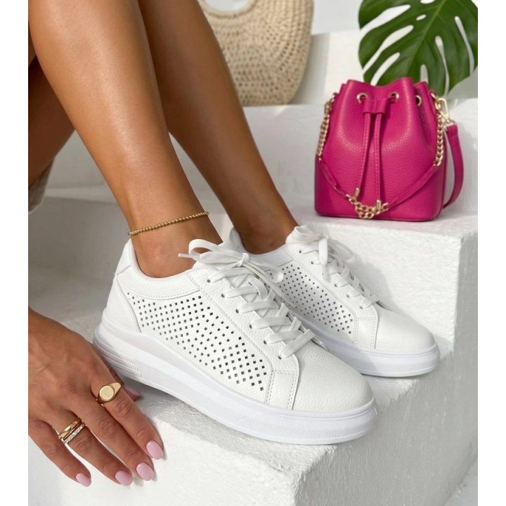 Balti perforuoti sneakersai Sophia
