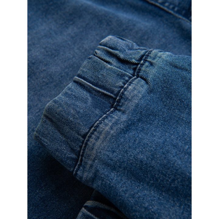 Vyriškos mėlynos jogger tipo kelnės su washed efektu