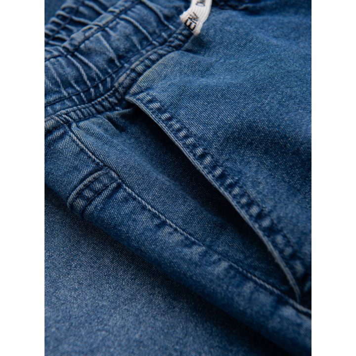 Vyriškos mėlynos jogger tipo kelnės su washed efektu