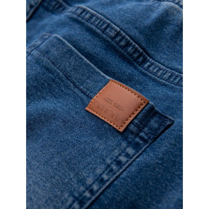 Vyriškos mėlynos jogger tipo kelnės su washed efektu