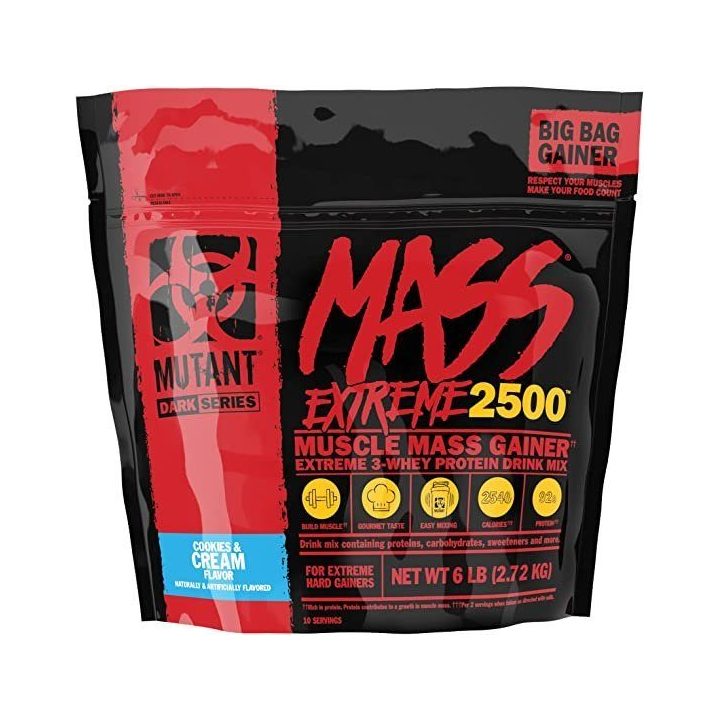 Gaineris Mutant Mass XXXTREME 2500 2,72 kg, vanilinių ledų skonio