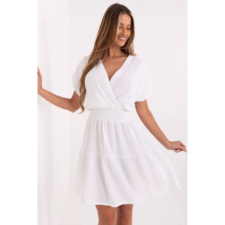 Balta suknelė su smukiu liemeniu Italy Moda