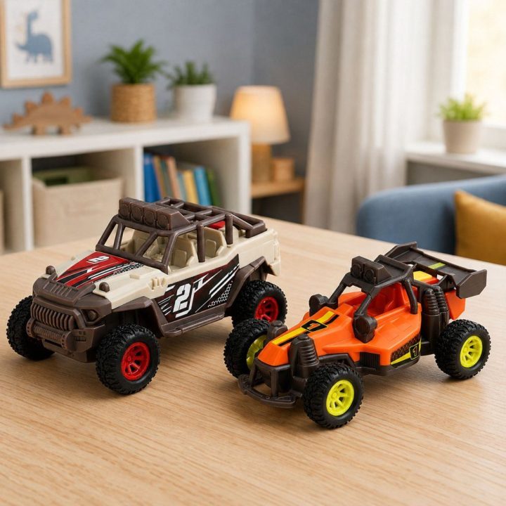 Žaislinių bekelės automobilių rinkinys su šviesomis ir garsais, 2 vnt.
