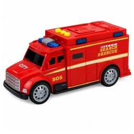 Raudonas žaislinis greitosios pagalbos automobilis su šviesomis ir garsais 1:32