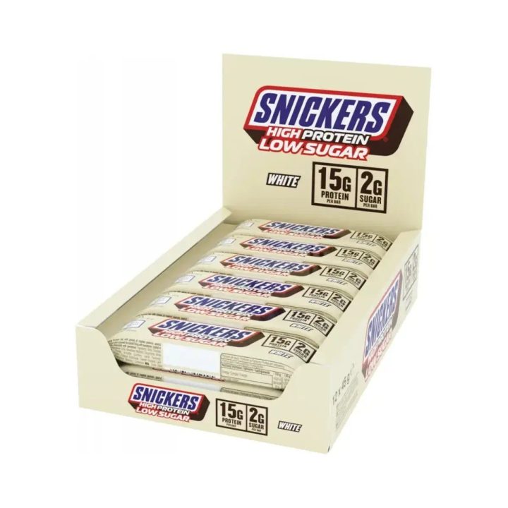 Baltyminis batonėlis Snickers Hi Protein Low Sugar White 12 × 45 g