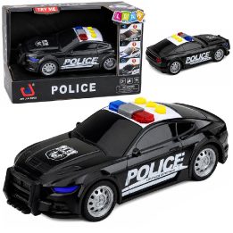 Juodas žaislinis policijos automobilis su šviesomis ir garsais 1:32