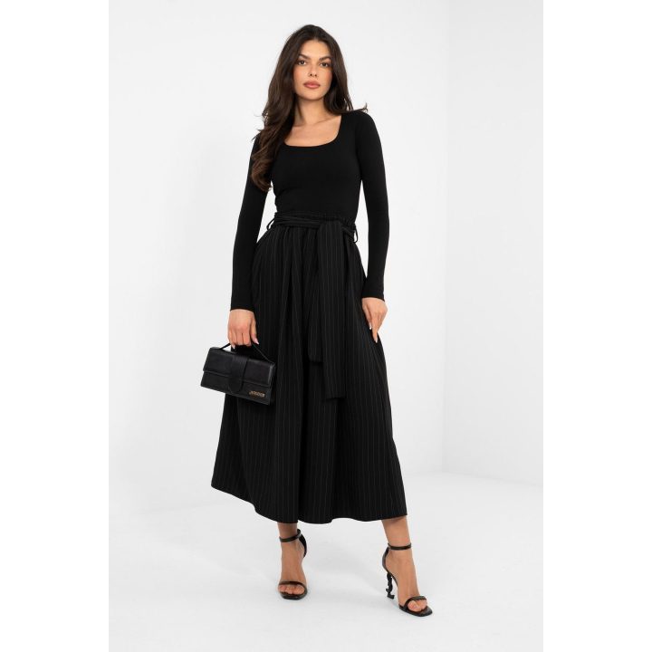 Sijonas midi aukštu liemeniu dryžuotas Italy Moda