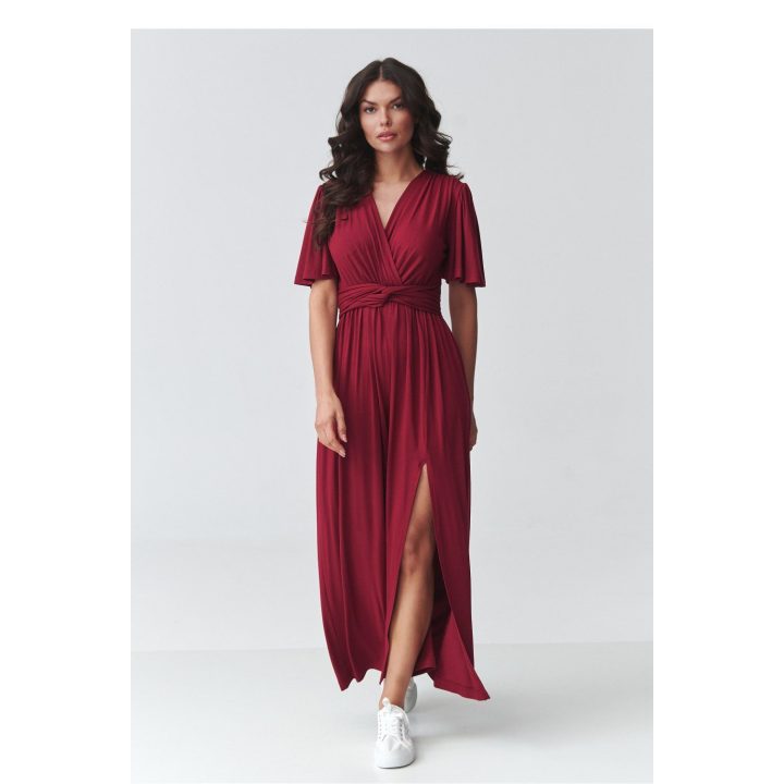 Bordo spalvos maxi suknelė Makadamia